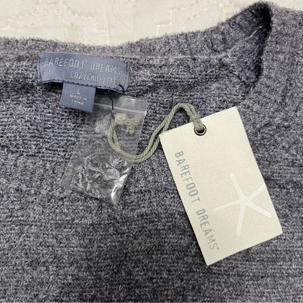 Barefoot Dreams CozyChic Lite Raglan Sweater Pacific Blue Size L NWT - Picture 8 of 14